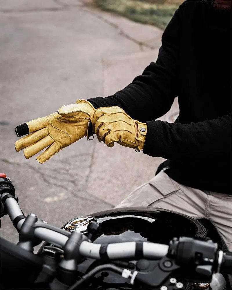 cafe racer yellow gloves